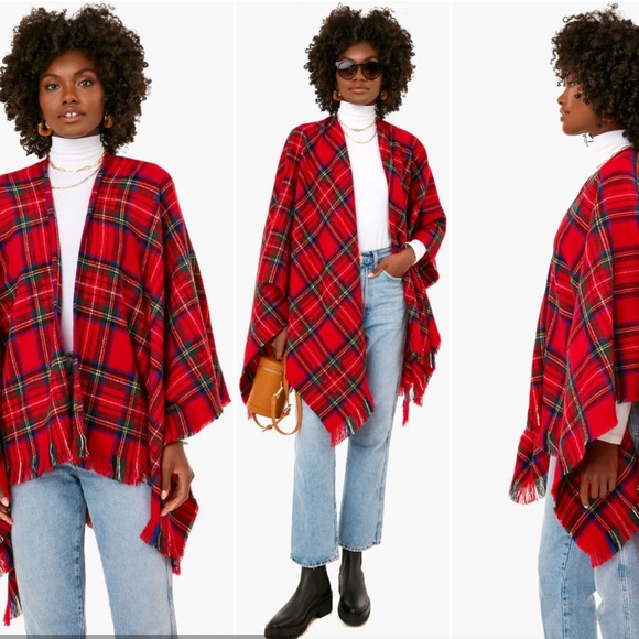 NEW David and Young Tuckernuck Plaid Poncho - Picture 2 of 5